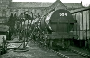 The Abbey Yard was used in its later years as an Oil Dispatch yard, from 1960 after the WD closed it, BR(WR) put a spur onto the Severn Valley line at Burnt Mill so that oil tankers can be unloaded into road tankers on the site, this survived untill 1988 when the track was in too bad a state to continue.